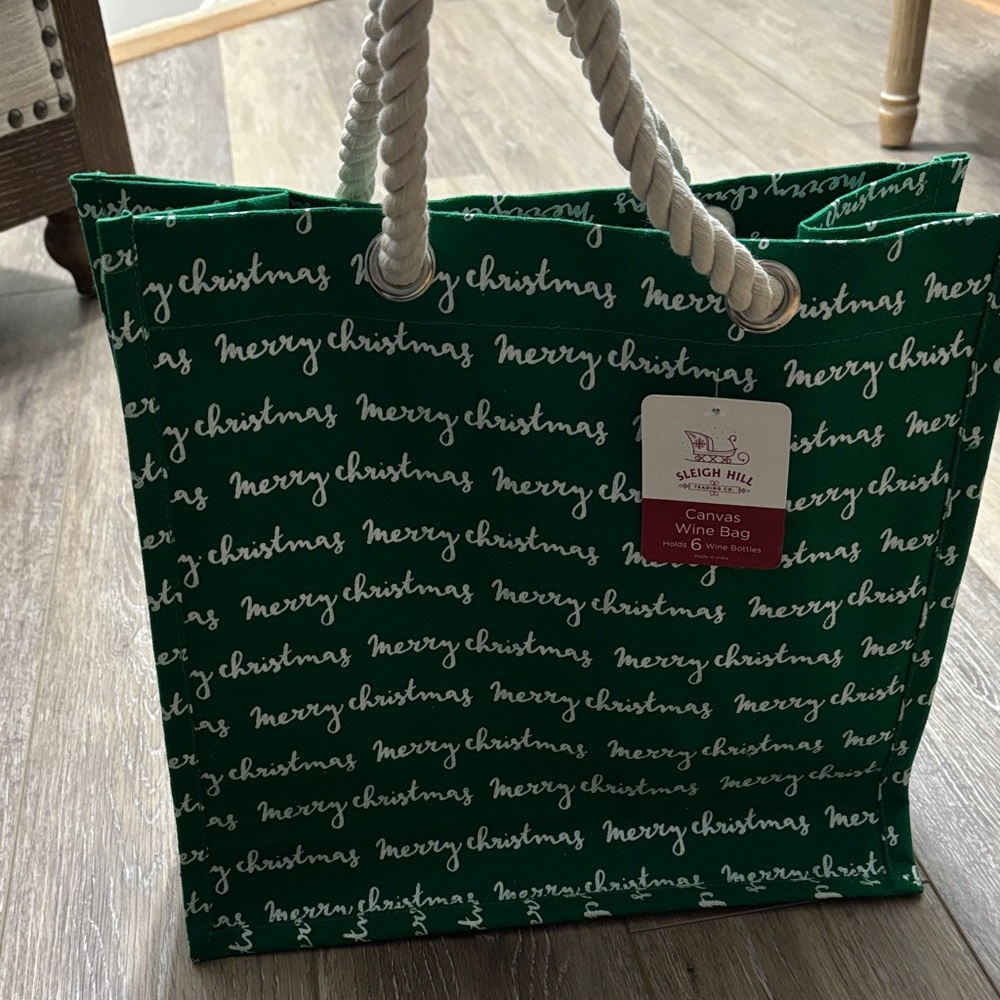 Green Canvas Wine Bag
